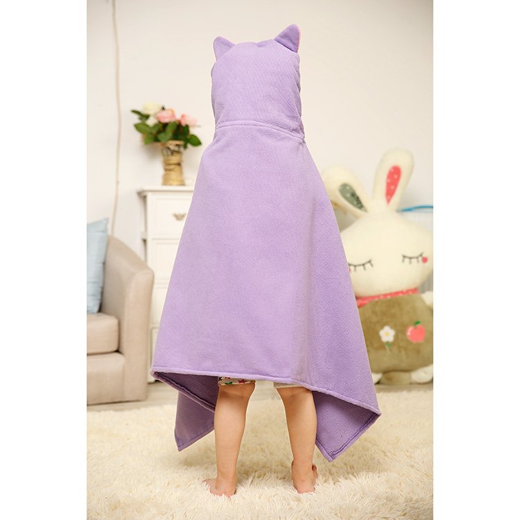 Microfiber purple cat hooded towel3