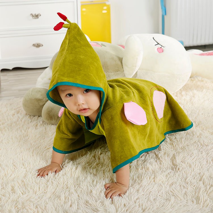 green ladybird hooded towel1