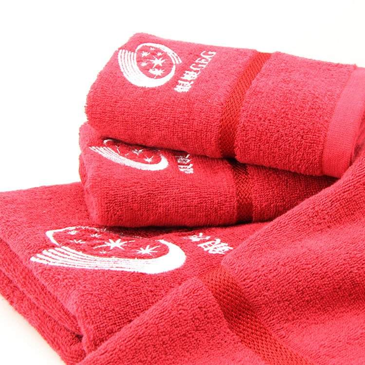 red embroidered bath satin towel suit2