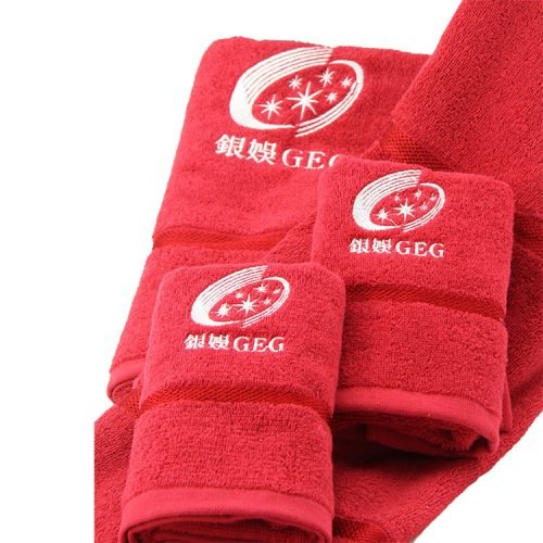 red embroidered bath satin towel suitl4